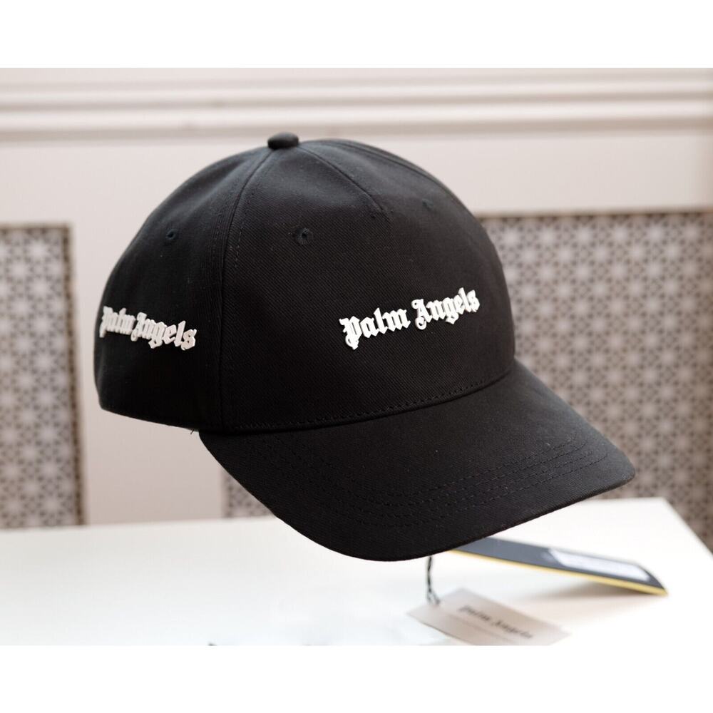 Palm Angels Black Cotton Embroidered Logo Baseball Cap